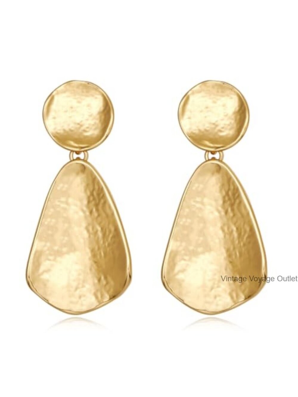 14K Gold Plated Hammered Dangle Earrings Geometric Statement Drop